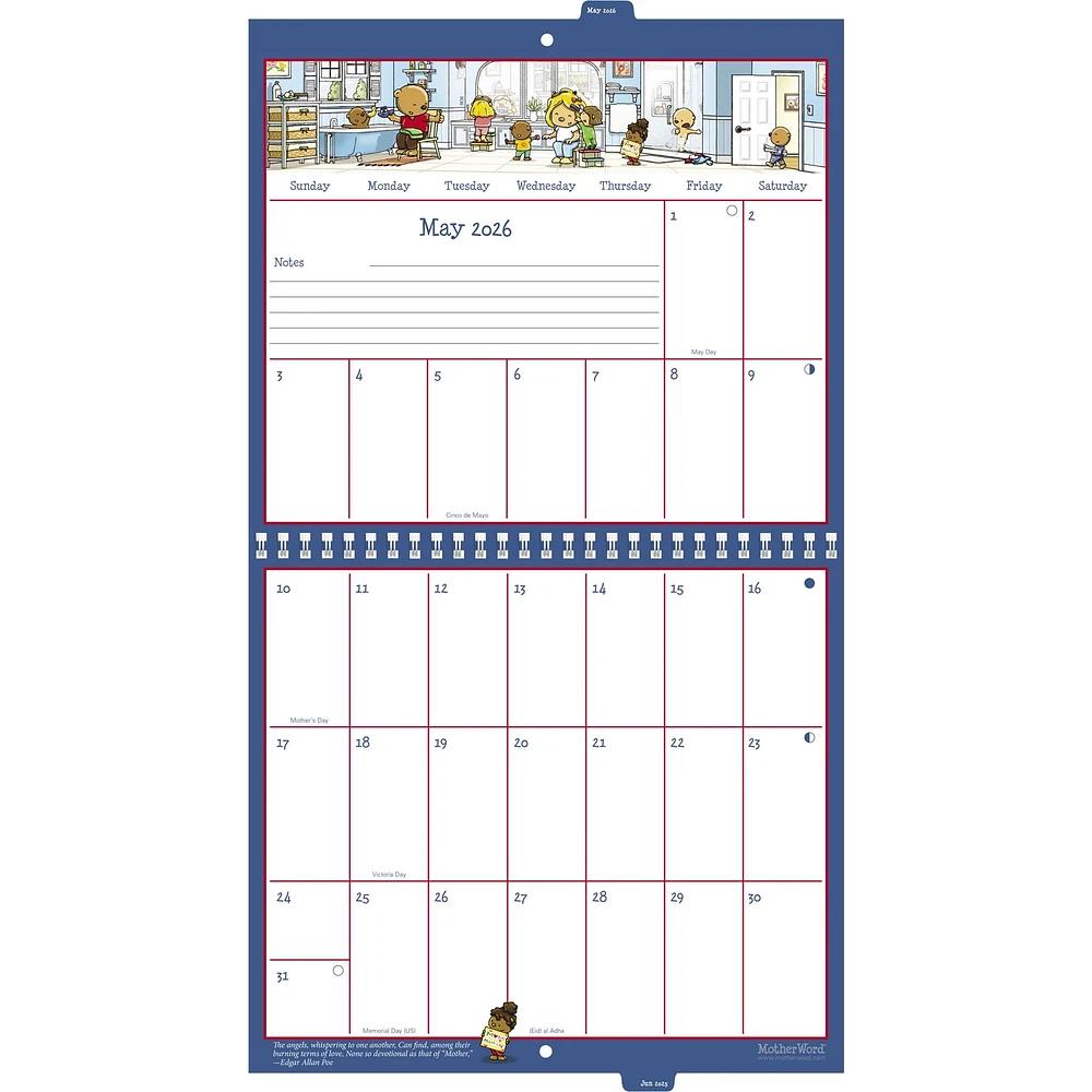 Motherword Tabbed English 2026 Wall Calendar