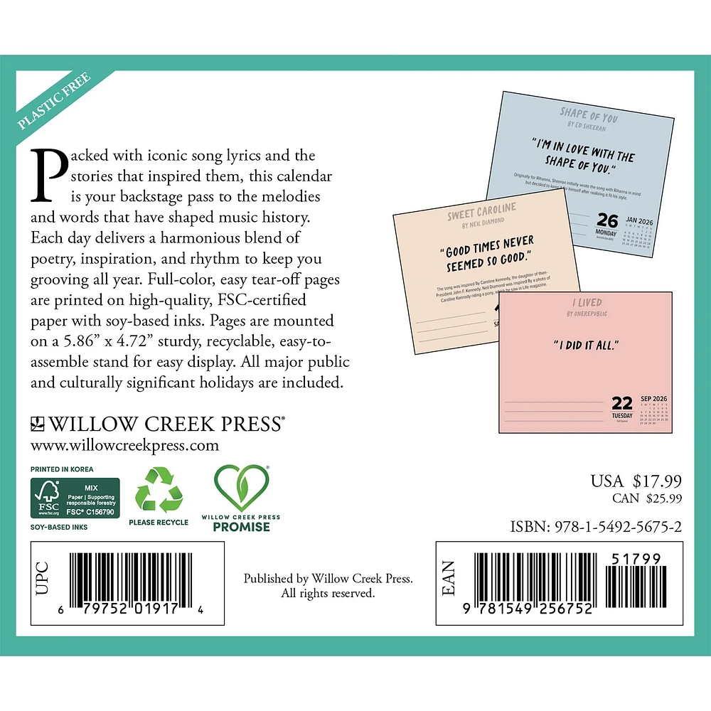 Lyrics To Live By 2026 Box Calendar - Online Exclusive