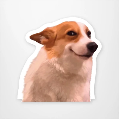 Laughing Corgi Meme  Vinyl Sticker