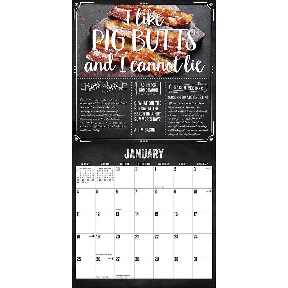 Mmmmmmmm Bacon 2026 Wall Calendar