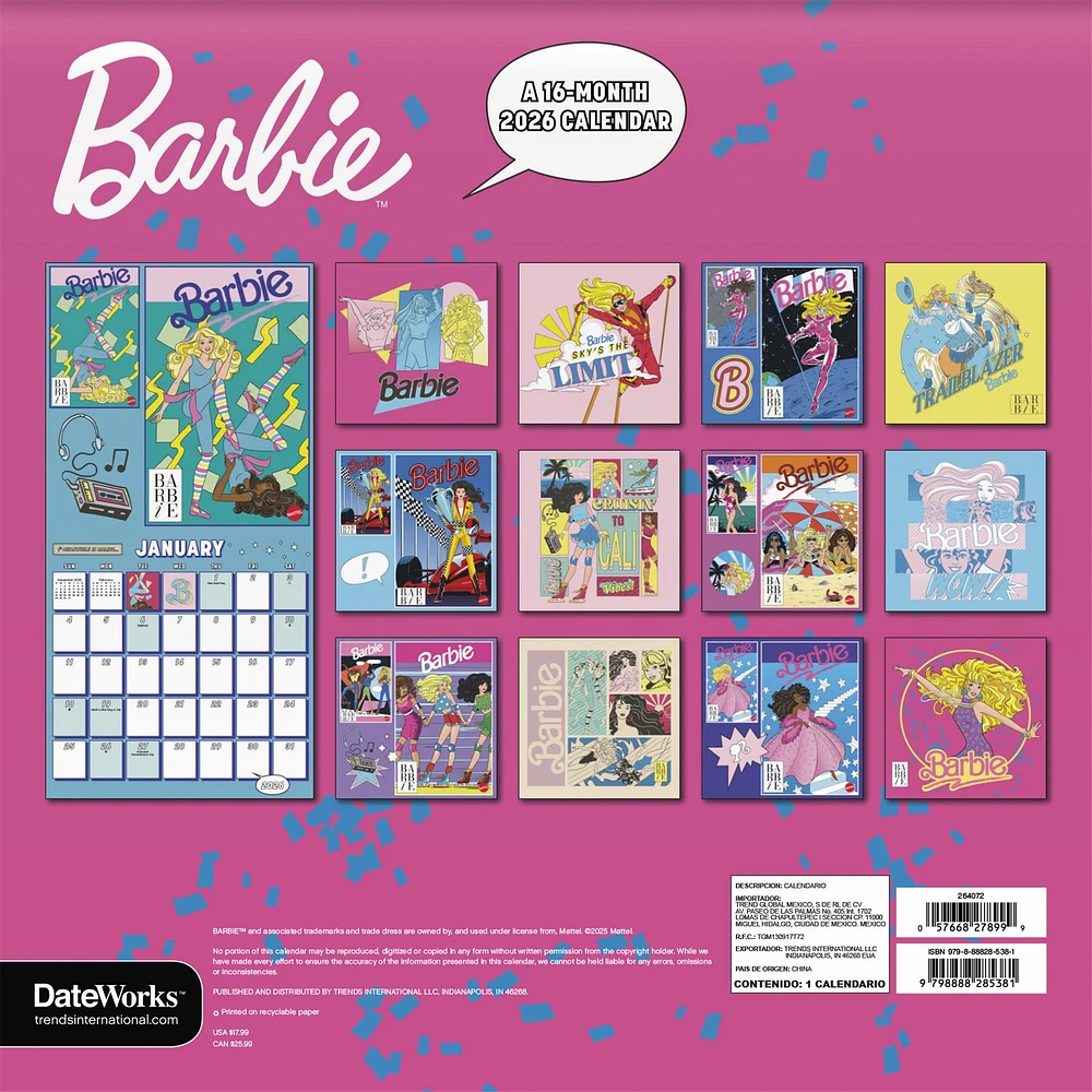 Barbie Comic 2026 Wall Calendar