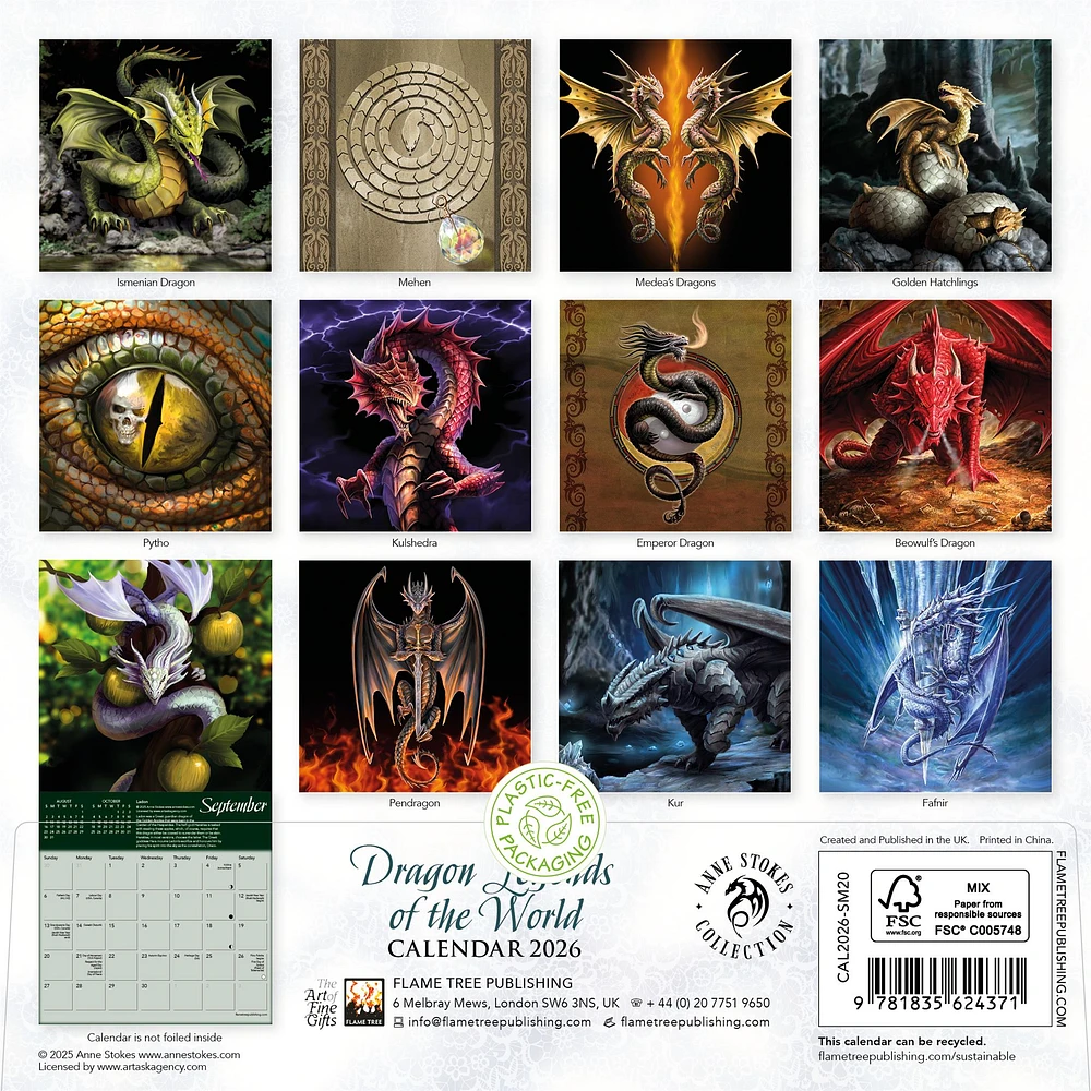 Anne Stokes: Dragon Legends Of The World 2026 Mini Calendar