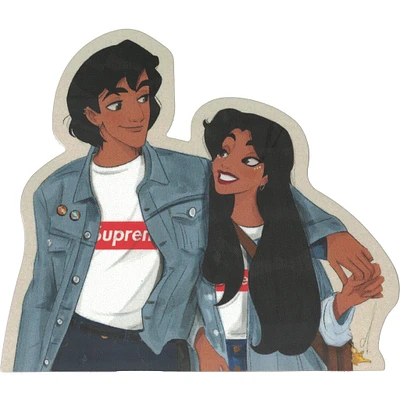 Alladin and Jasmine Vinyl Sticker  - FINAL SALE