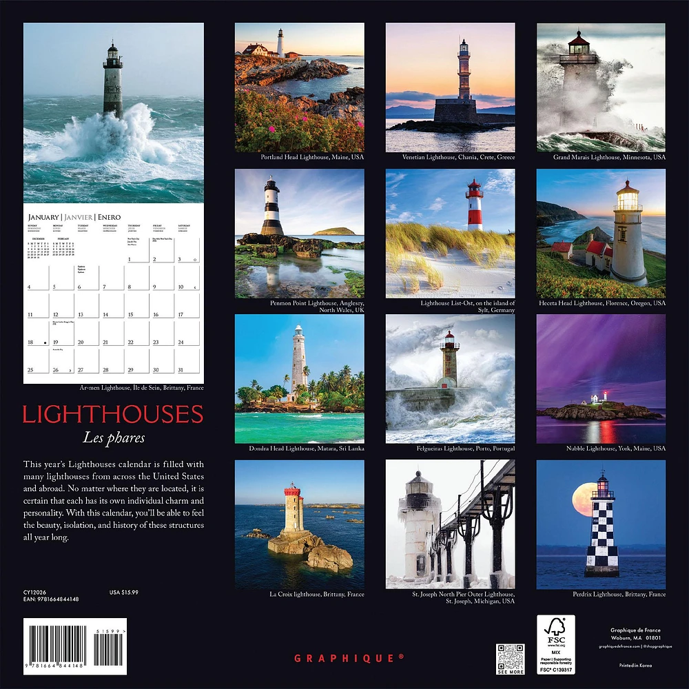 Lighthouses 2026 Wall Calendar - Online Exclusive