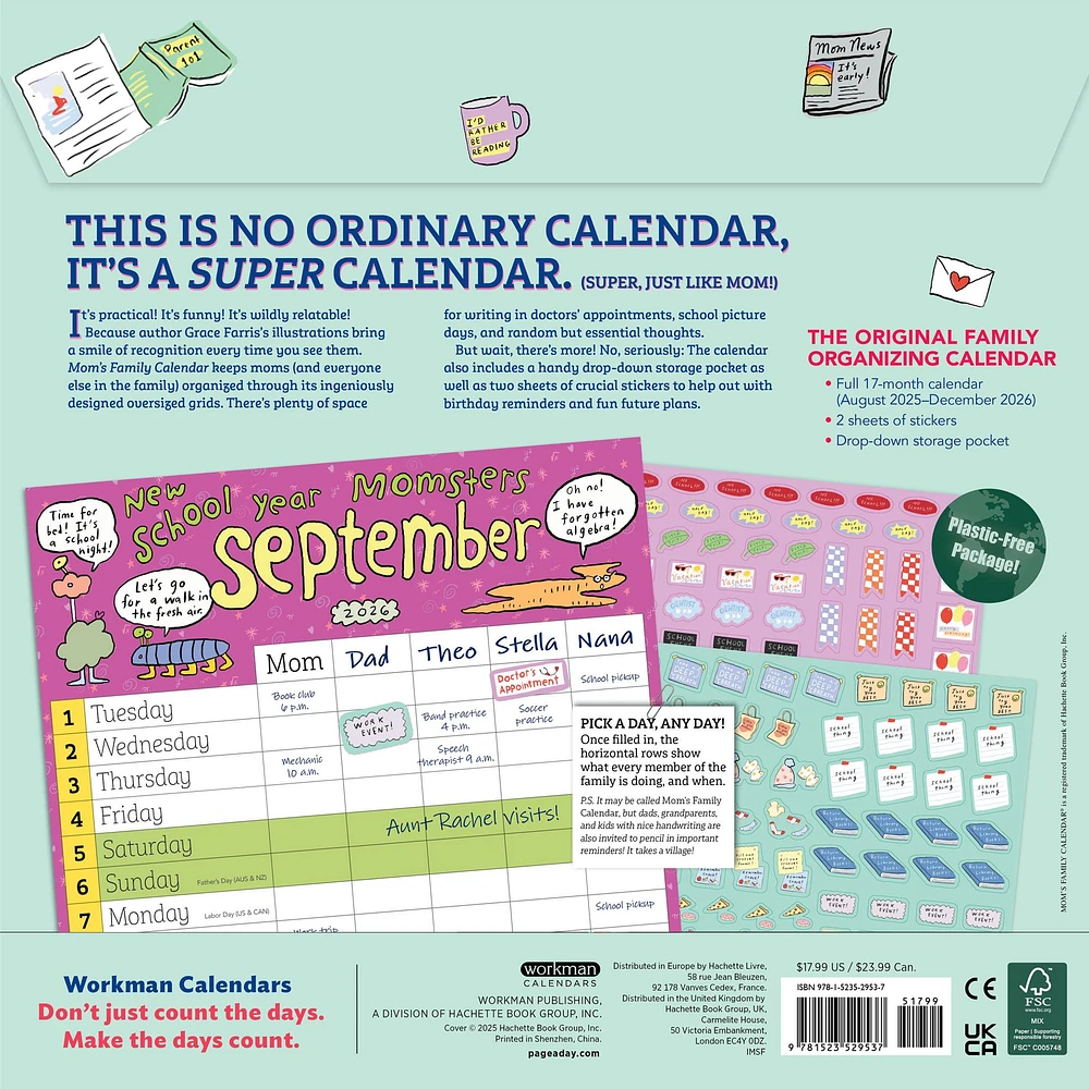 Moms Family 2026 Wall Calendar