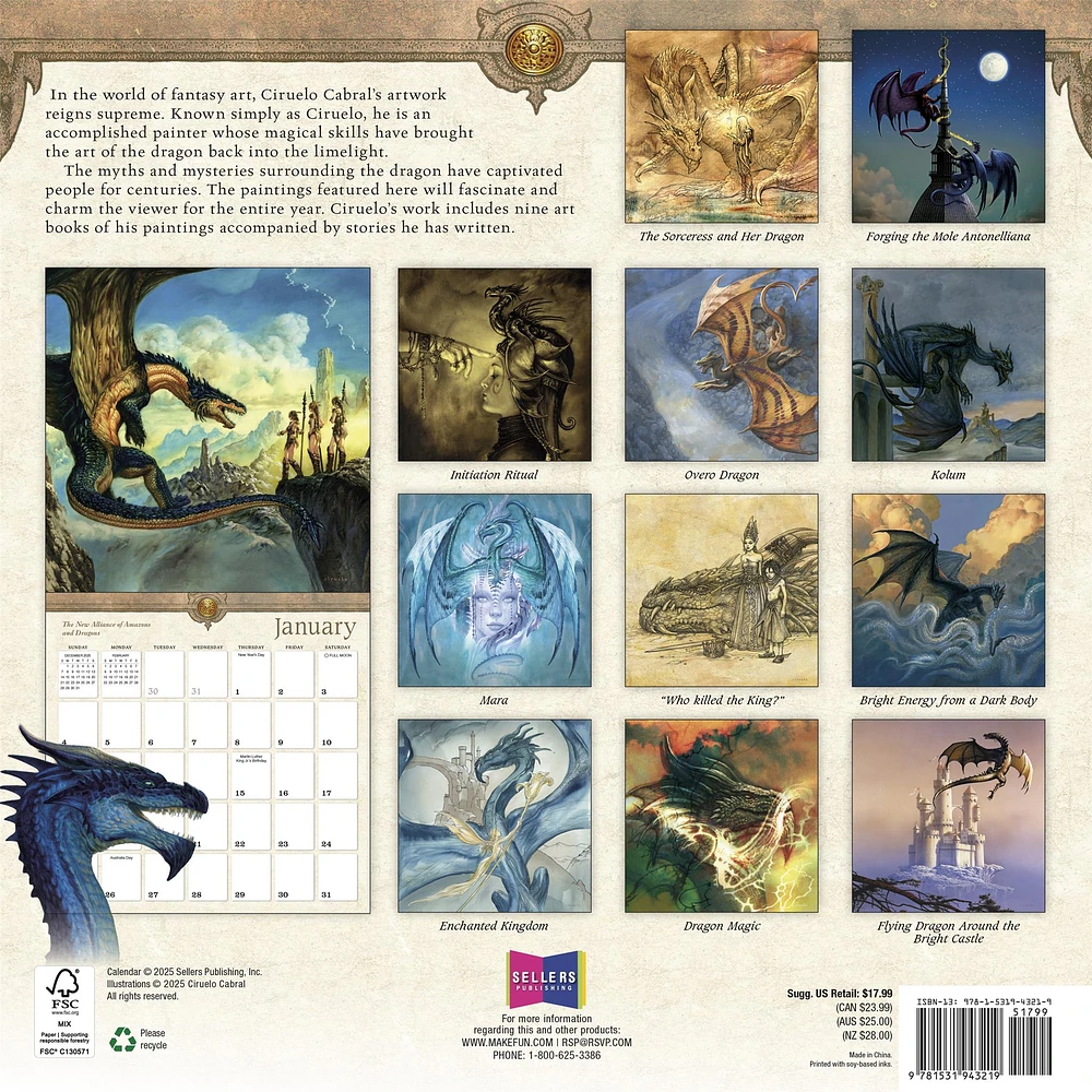 Dragons By Ciruelo 2026 Wall Calendar - Online Exclusive