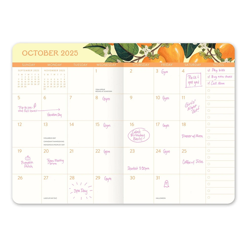 Fruit Flora Monthly Pocket Planner 2025 Calendar