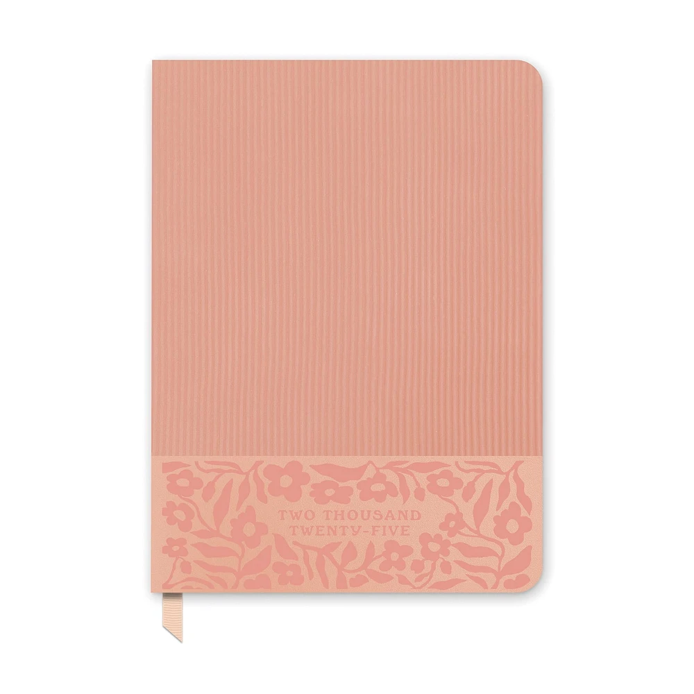 Flowers On Rose Quartz Large Dual-Textured Planner 2025 Calendar