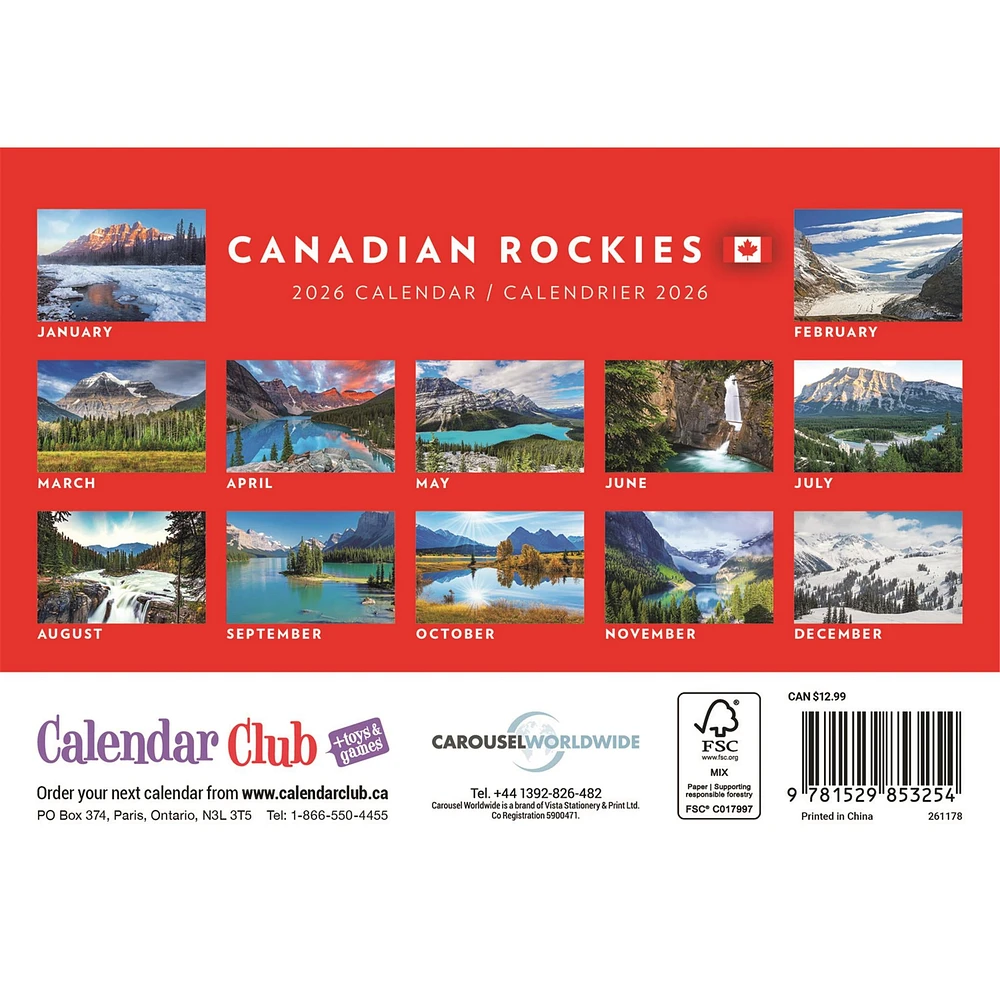 Canadian Rockies 2026 Mini Calendar