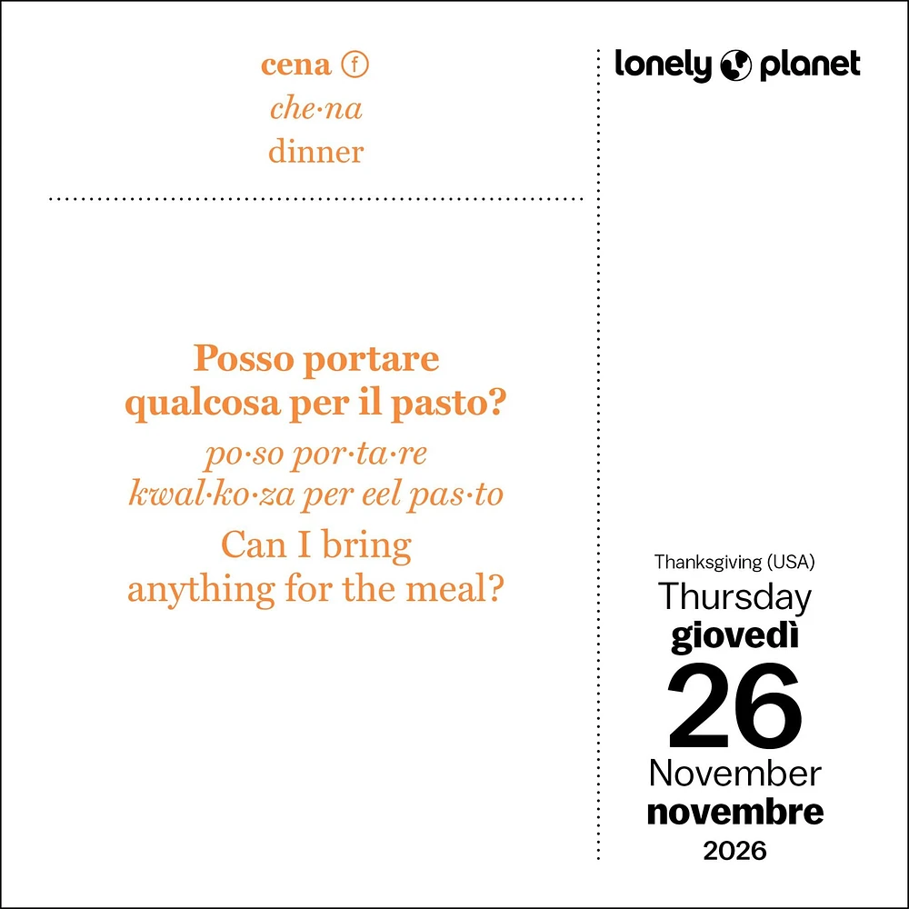 Lonely Planet: Italian Phrasebook 2026 Box Calendar - Online Exclusive