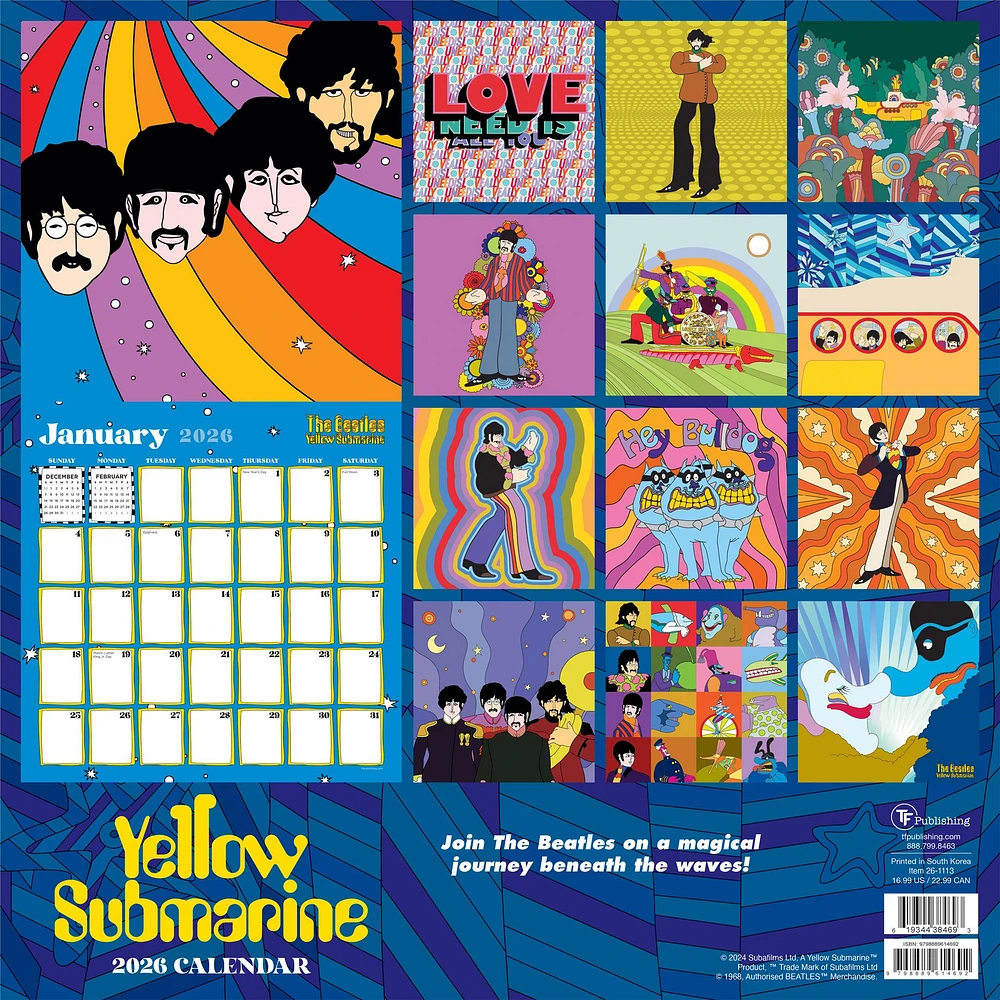Beatles Yellow Submarine 2026 Wall Calendar - Online Exclusive