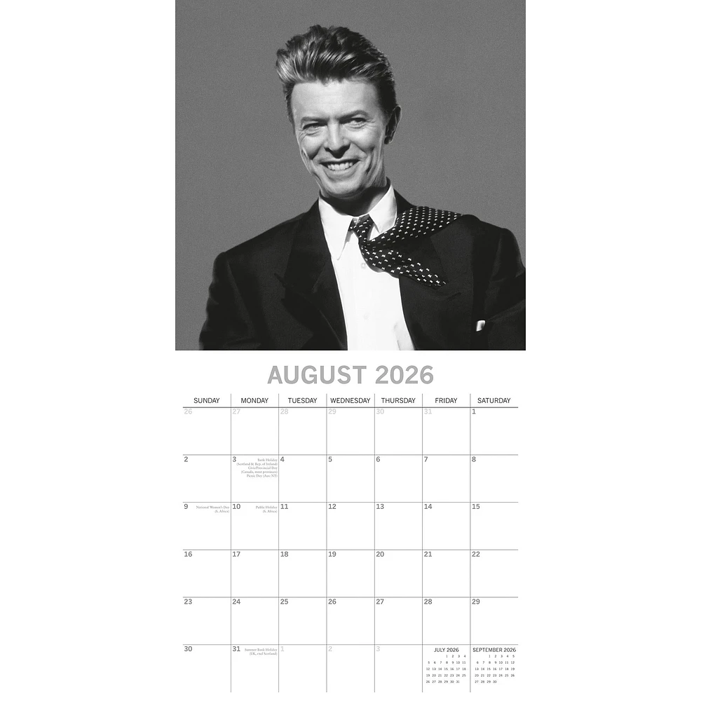 David Bowie 2026 Wall Calendar