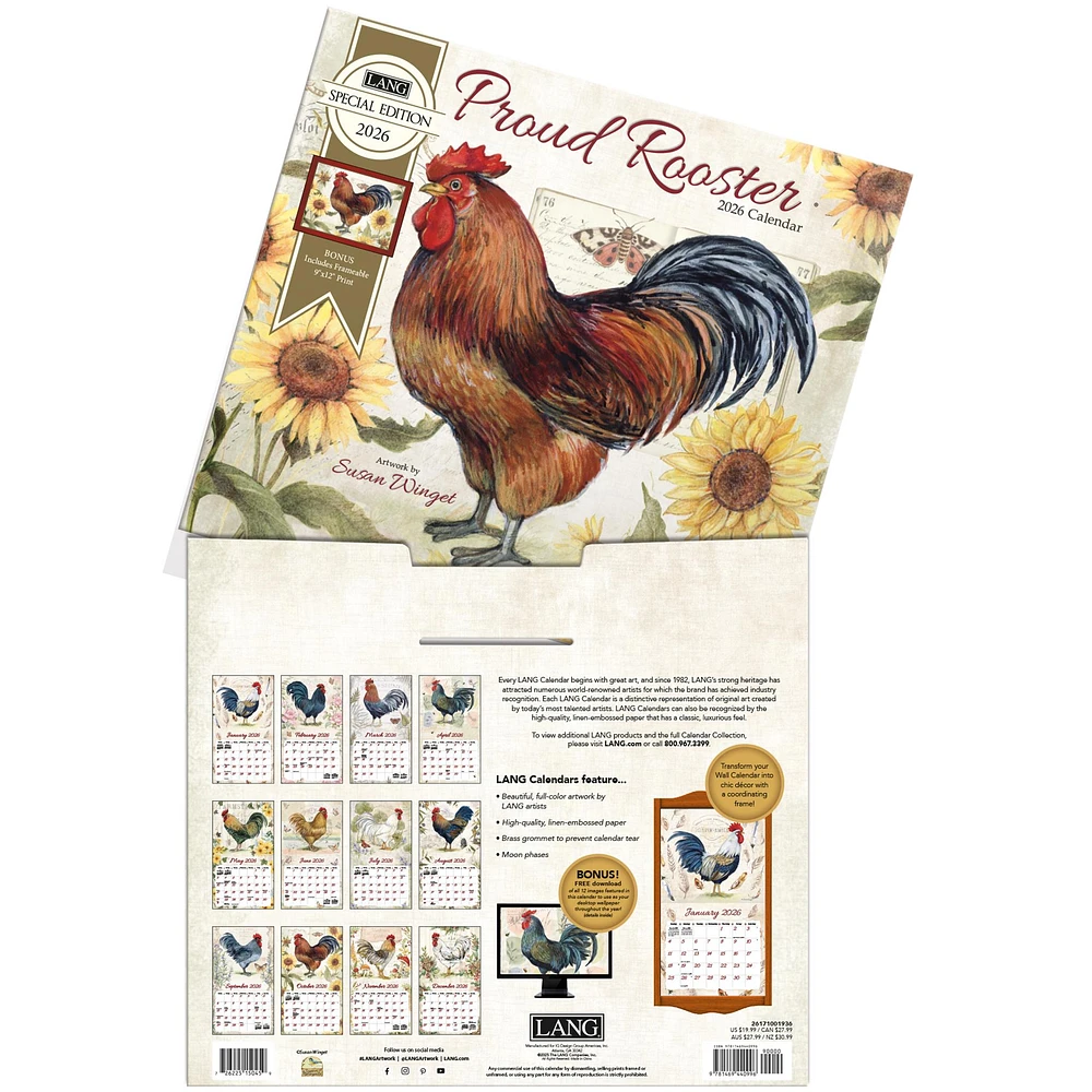 Proud Rooster 2026 Special Edition Wall Calendar with Print