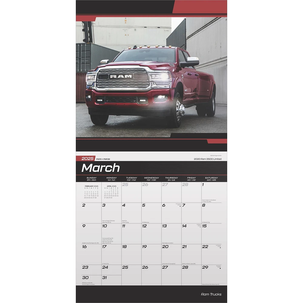 Ram Trucks Wall 2025 Calendar