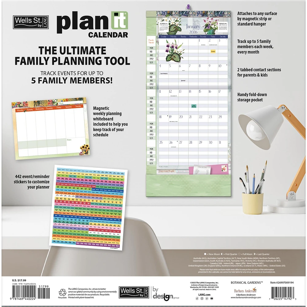 Botanical Gardens 2025-2026 Plan It Wall Calendar