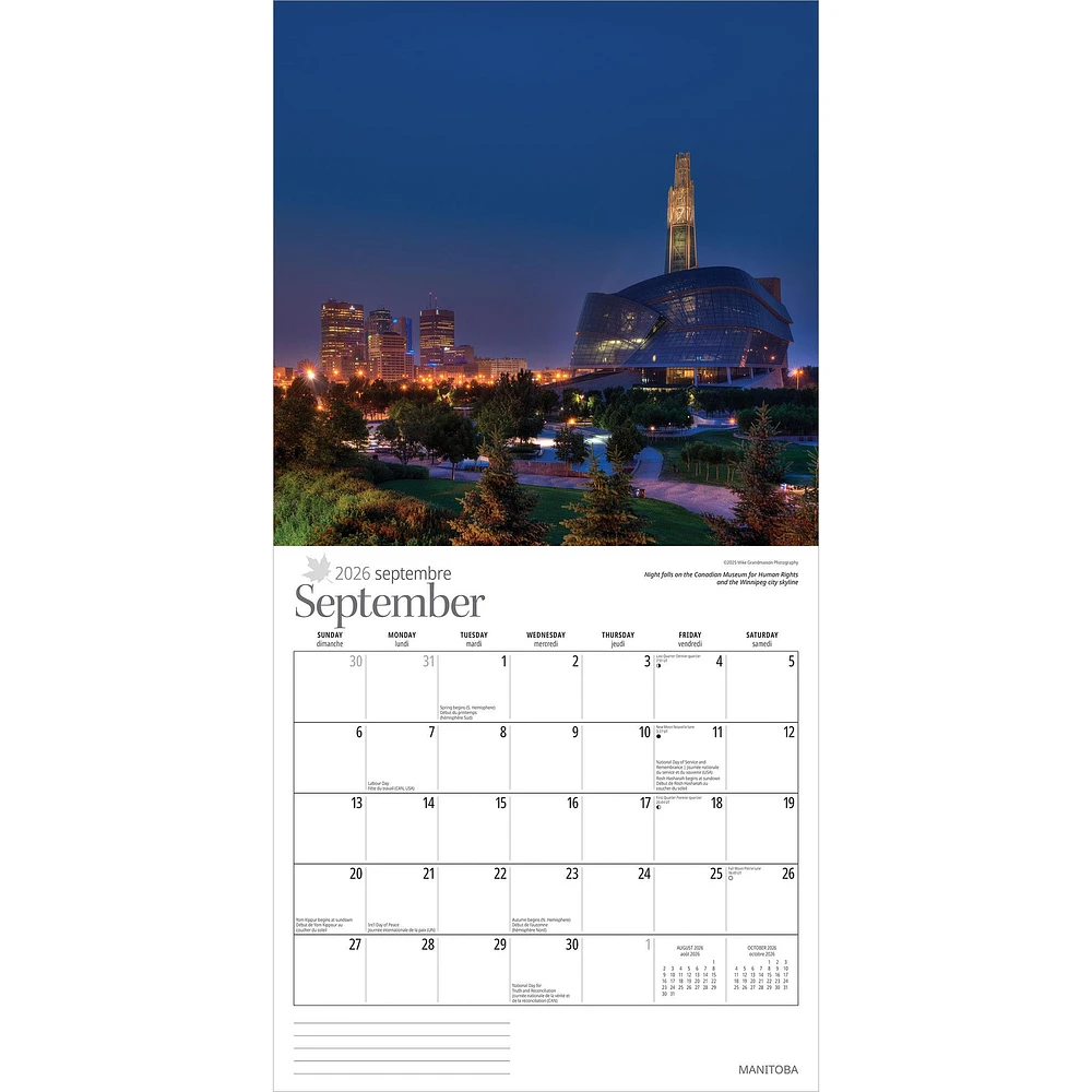 Manitoba 2026 Wall Calendar