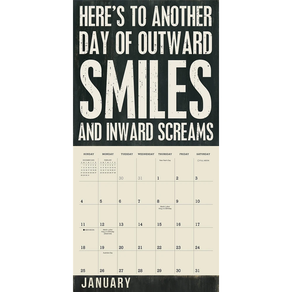 Words To Live By 2026 Wall Calendar