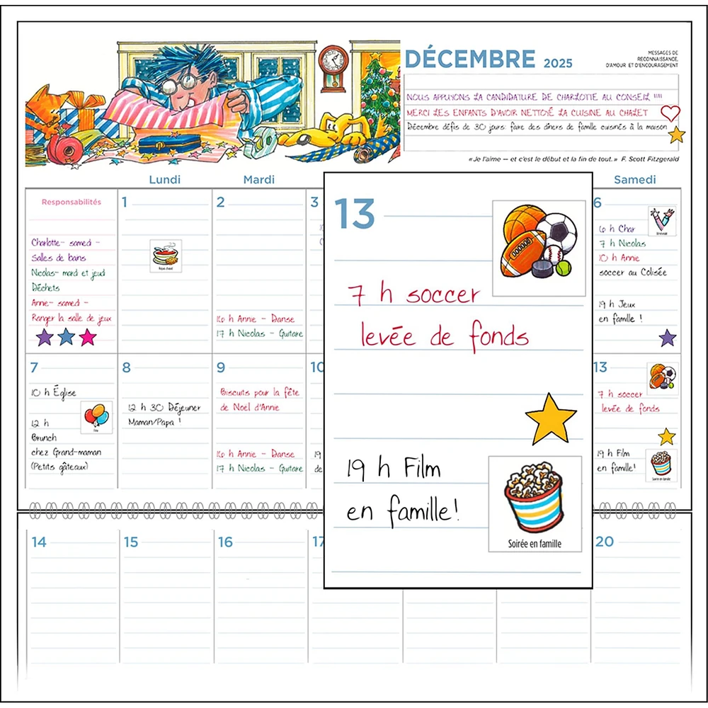 Agenda Familial Wall 2025 Calendar (French)