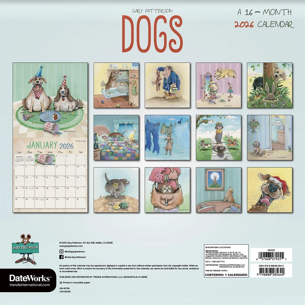 Gary Patterson Dogs 2026 Wall Calendar - Online Exclusive