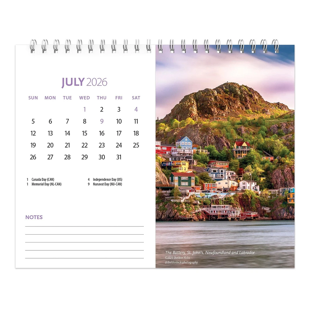 Canadian Geographic Scenic Double View 2026 Easel Calendar