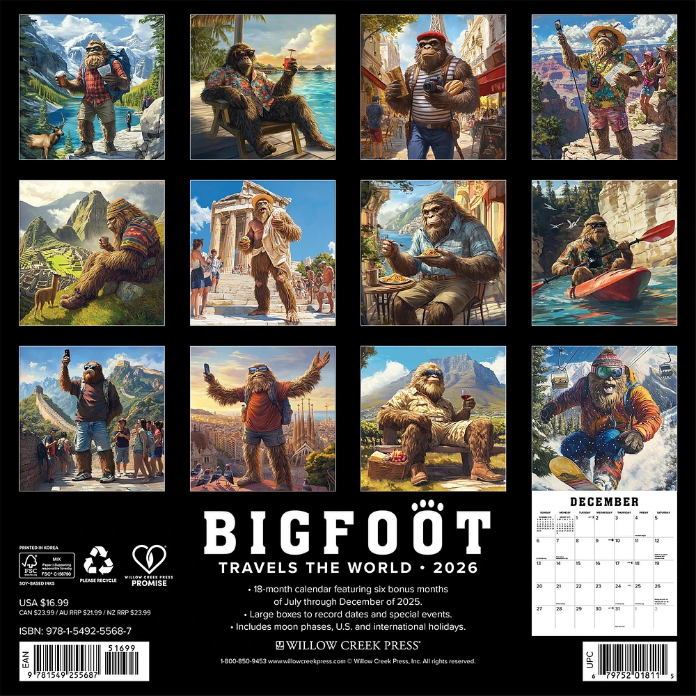 Bigfoot Travels The World 2026 Wall Calendar - Online Exclusive
