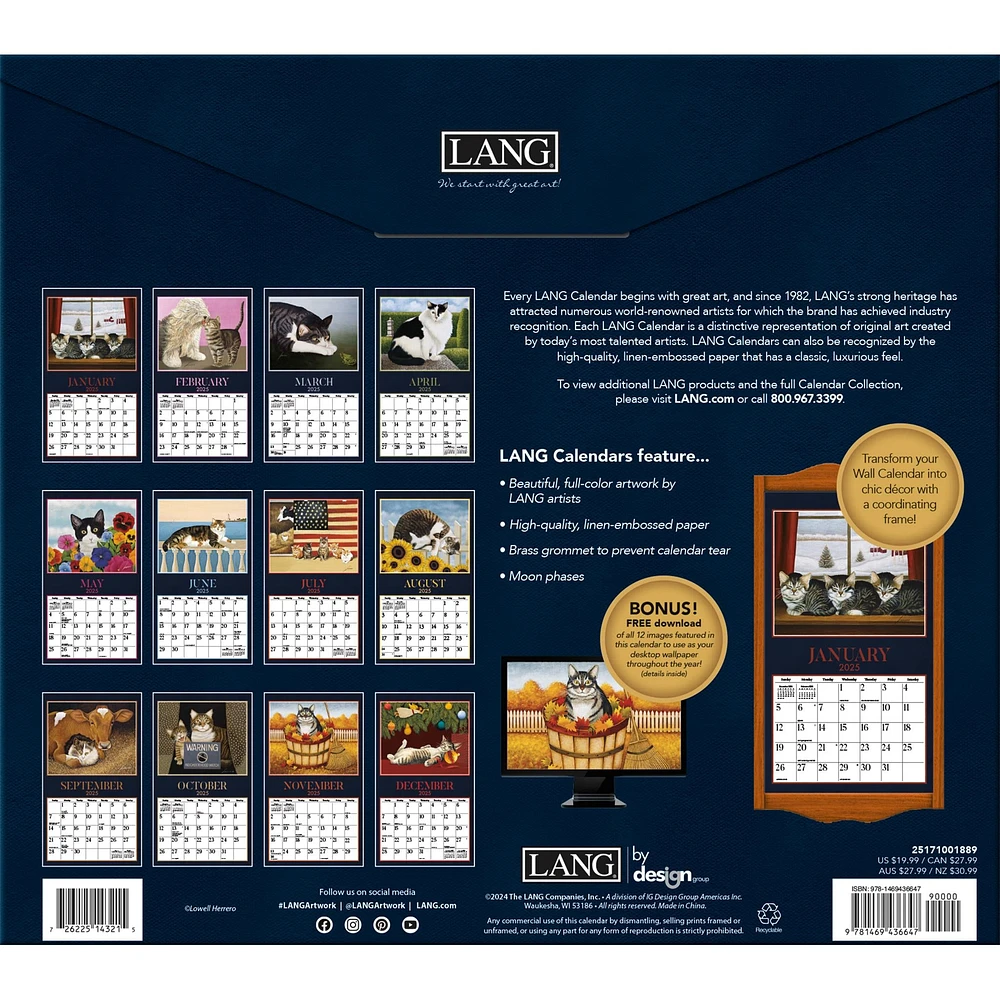 American Cat Special Edition with Print Wall 2025 Calendar