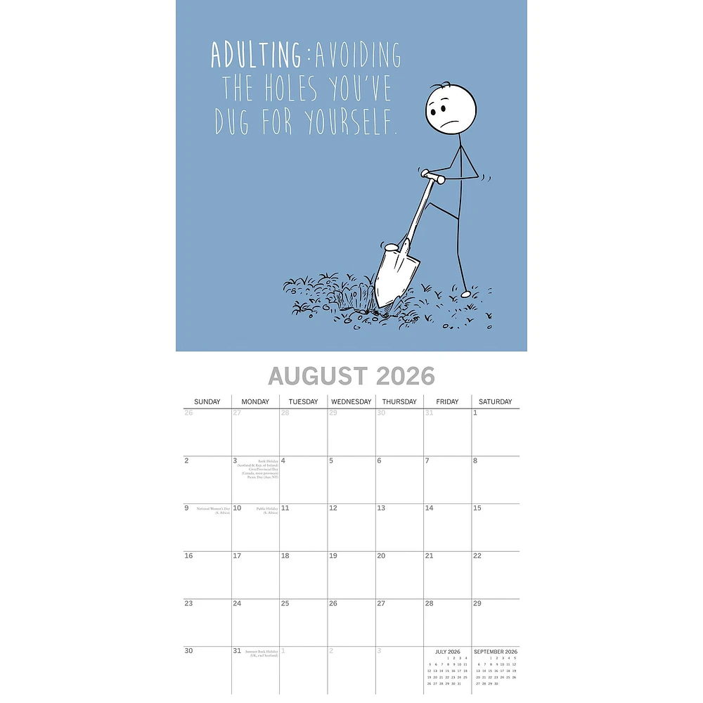 Scary Reality Of Adulting 2026 Wall Calendar