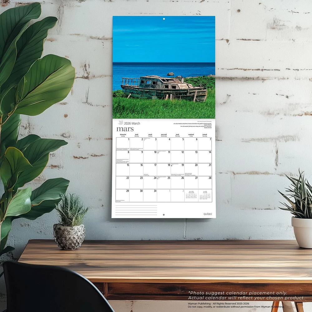 Quebec 2026 Wall Calendar
