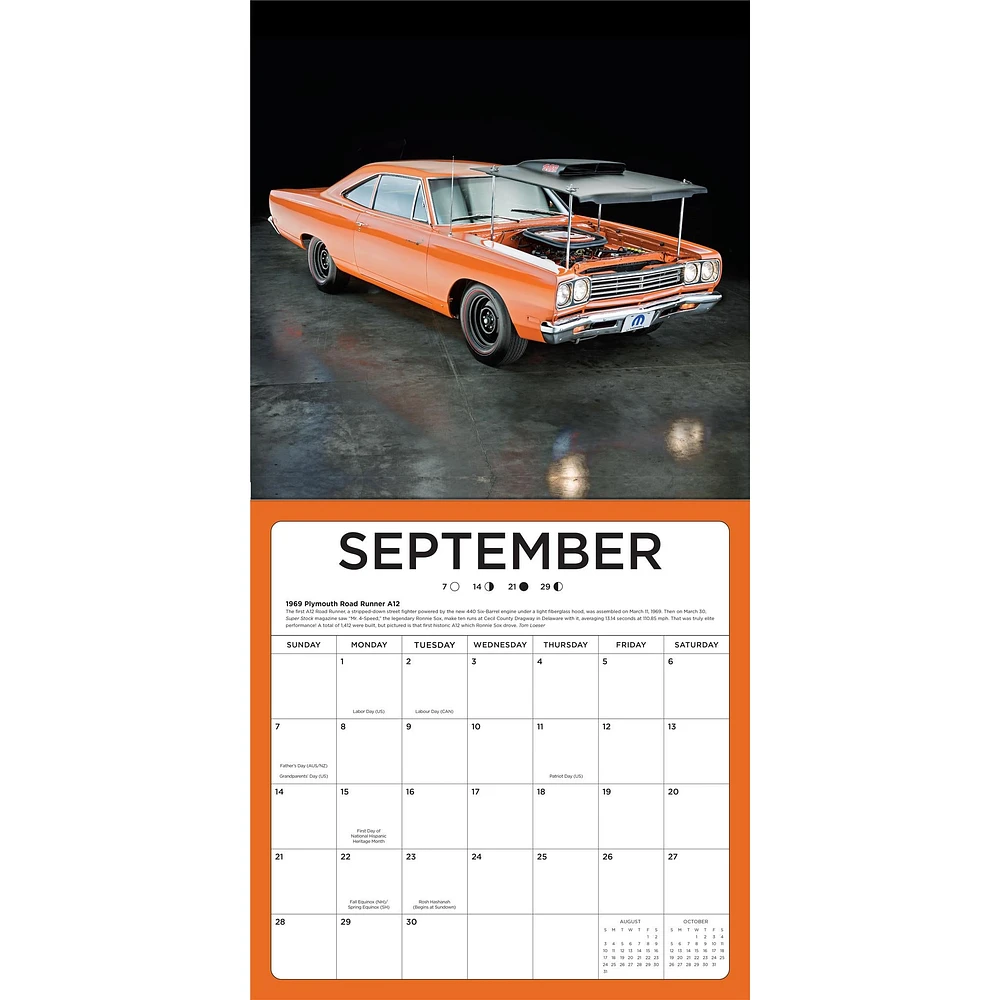 American Muscle Cars Wall 2025 Calendar