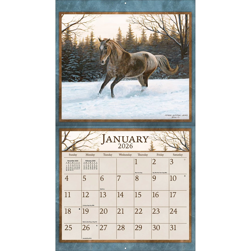 Horses In The Mist 2025-2026 Deluxe Special Edition Wall Calendar with Bonus Months