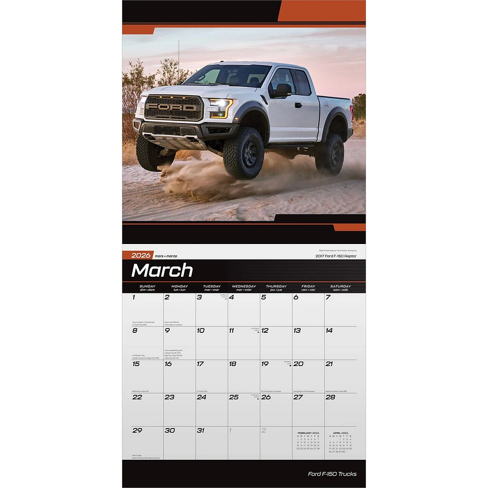 Ford F150 Trucks 2026 Wall Calendar