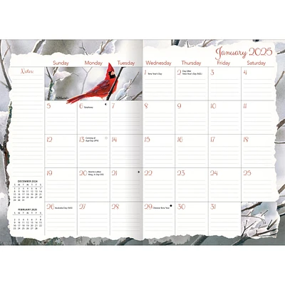 Songbirds Monthly Pocket Planner 2025 Calendar