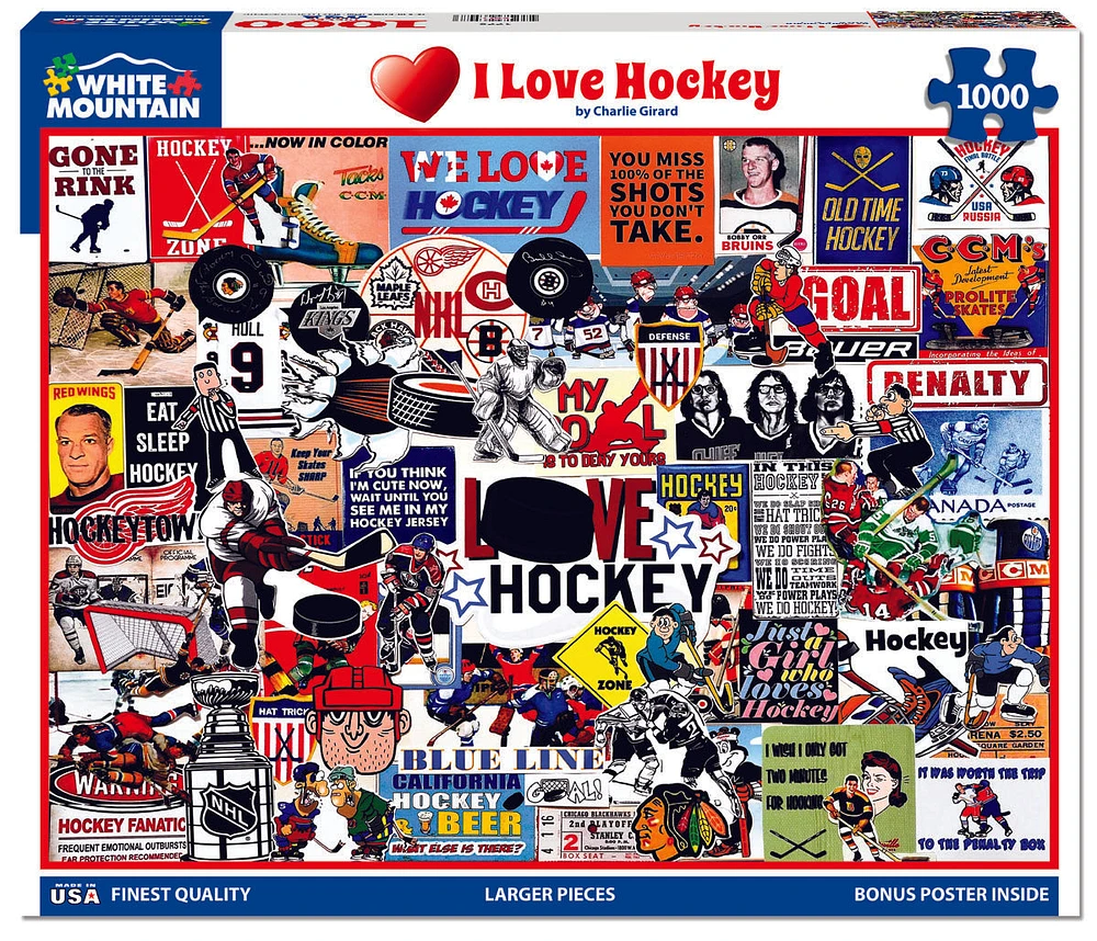 I Love Hockey 1000 Piece Puzzle - Online Exclusive