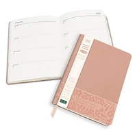 Flowers On Rose Quartz Large Dual-Textured Planner 2025 Calendar