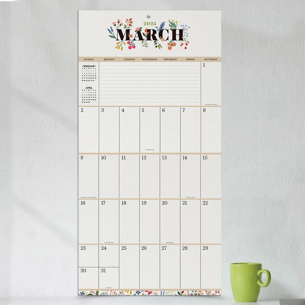 Big Grid Floral Wall 2025 Calendar