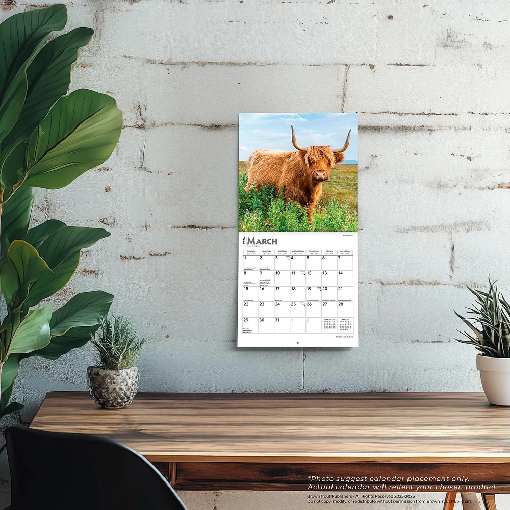 Highland Cows 2026 Mini Calendar