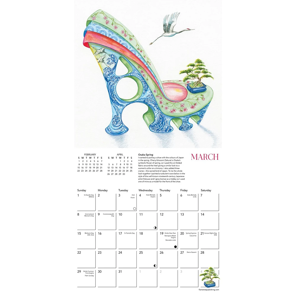 The Art Of The Shoe By Sally King Design 2026 Mini Calendar - Online Exclusive