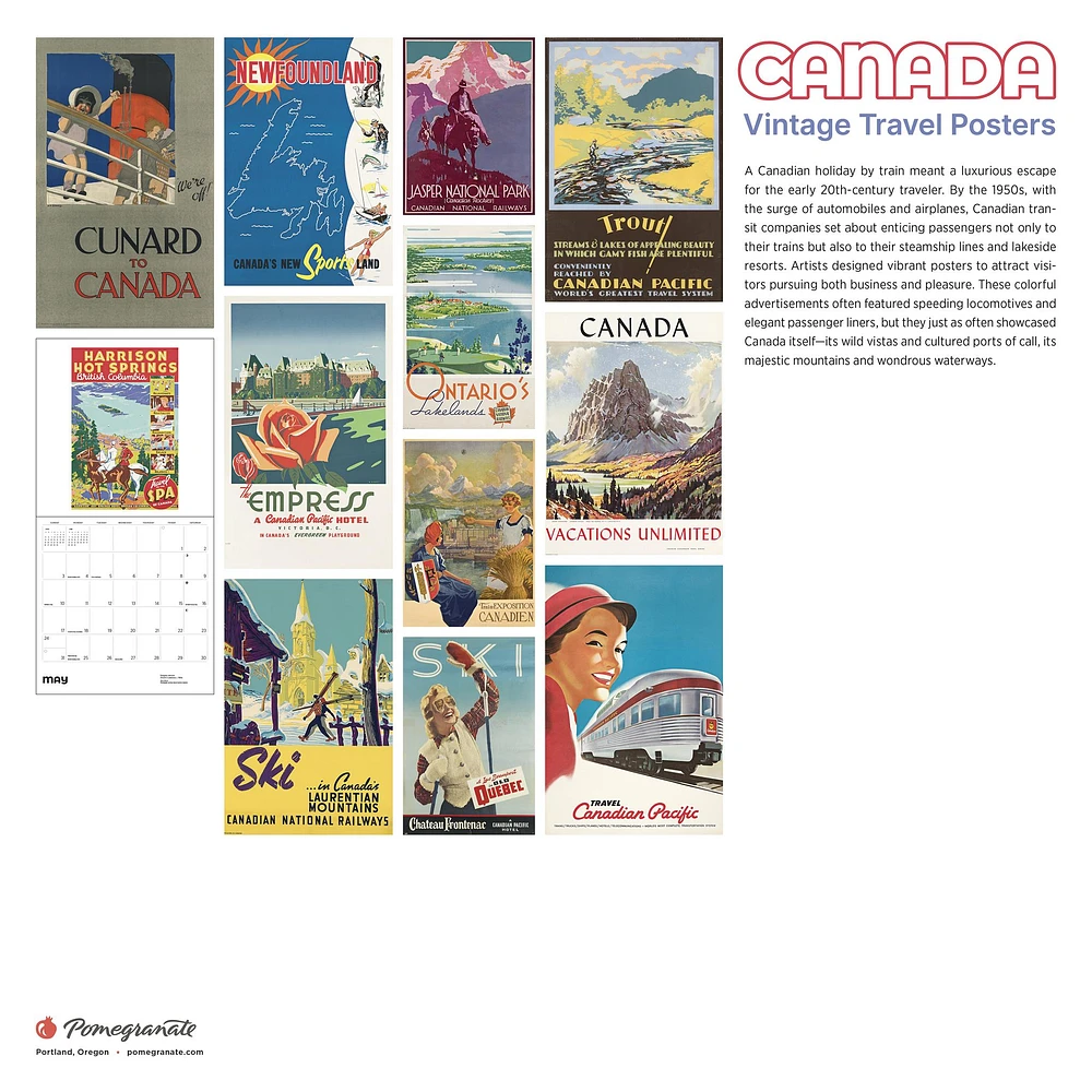 Canadian Travel Posters 2026 Wall Calendar