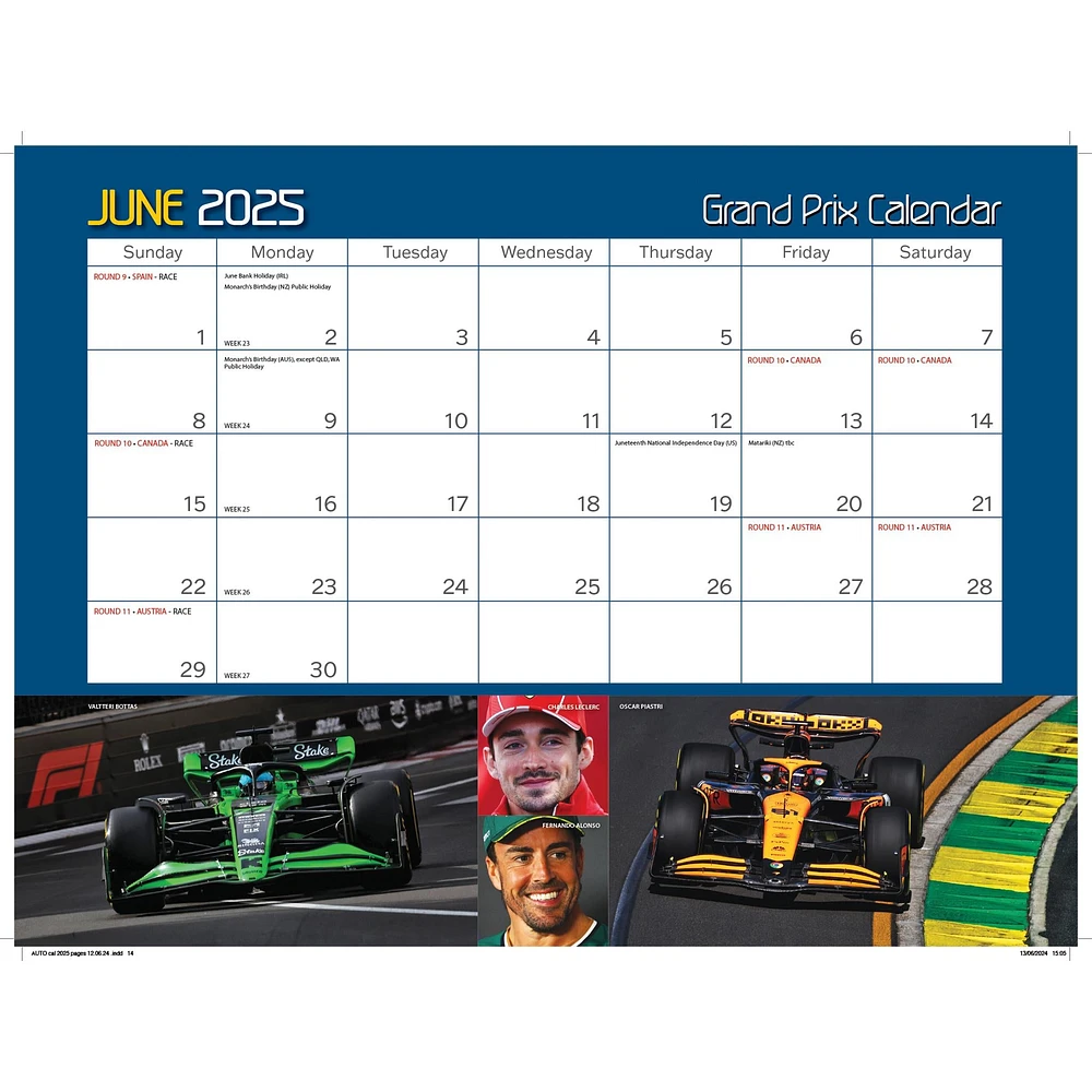 Autocourse Grand Prix Wall 2025 Calendar