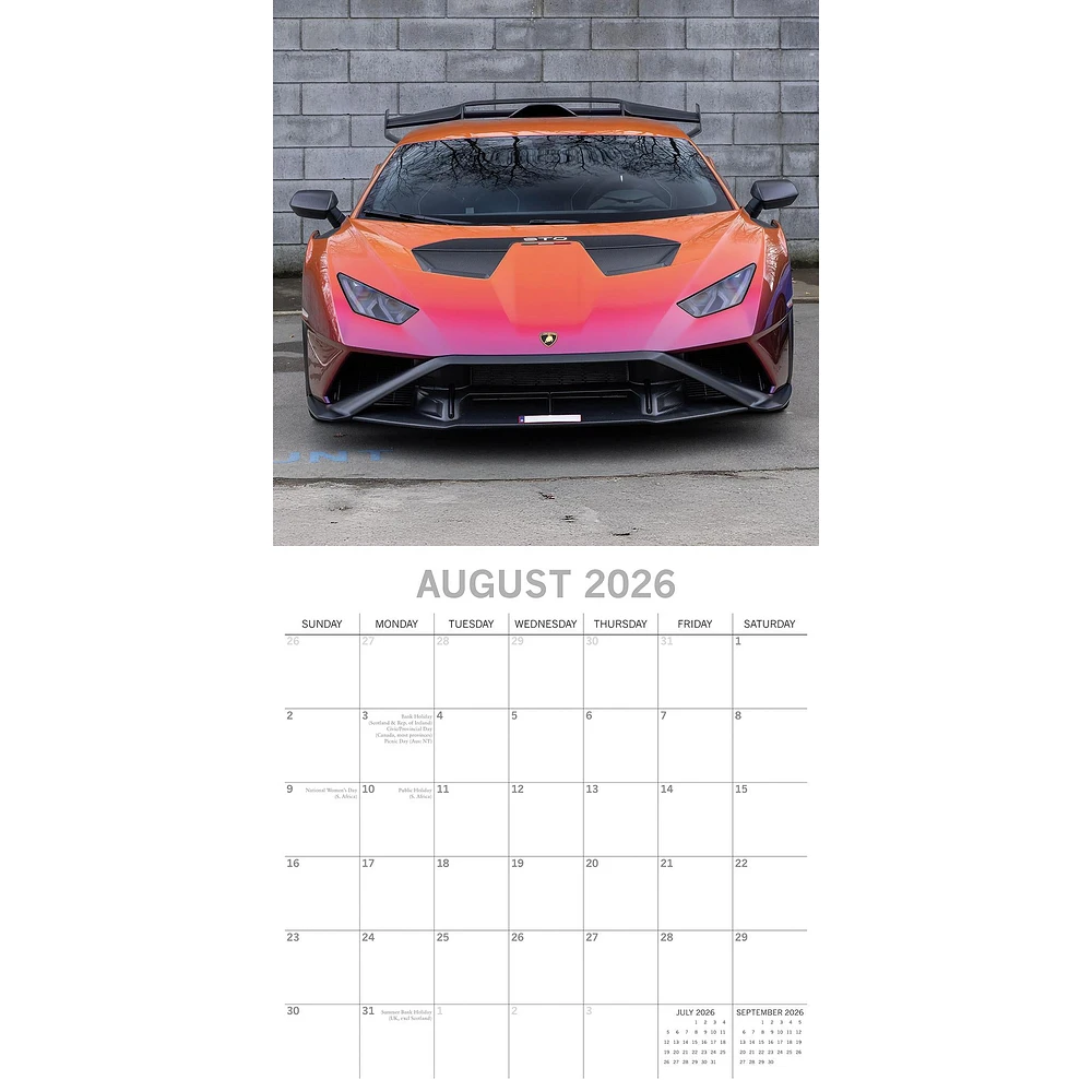 Lamborghini 2026 Wall Calendar