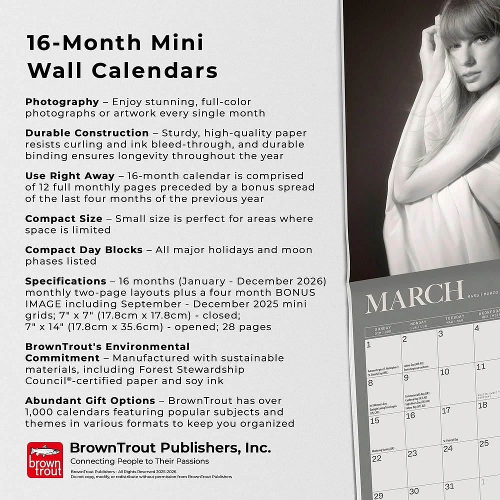 Taylor Swift 2026 Mini Calendar