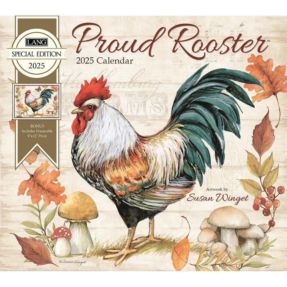 Proud Rooster Special Edition with Print Wall 2025 Calendar