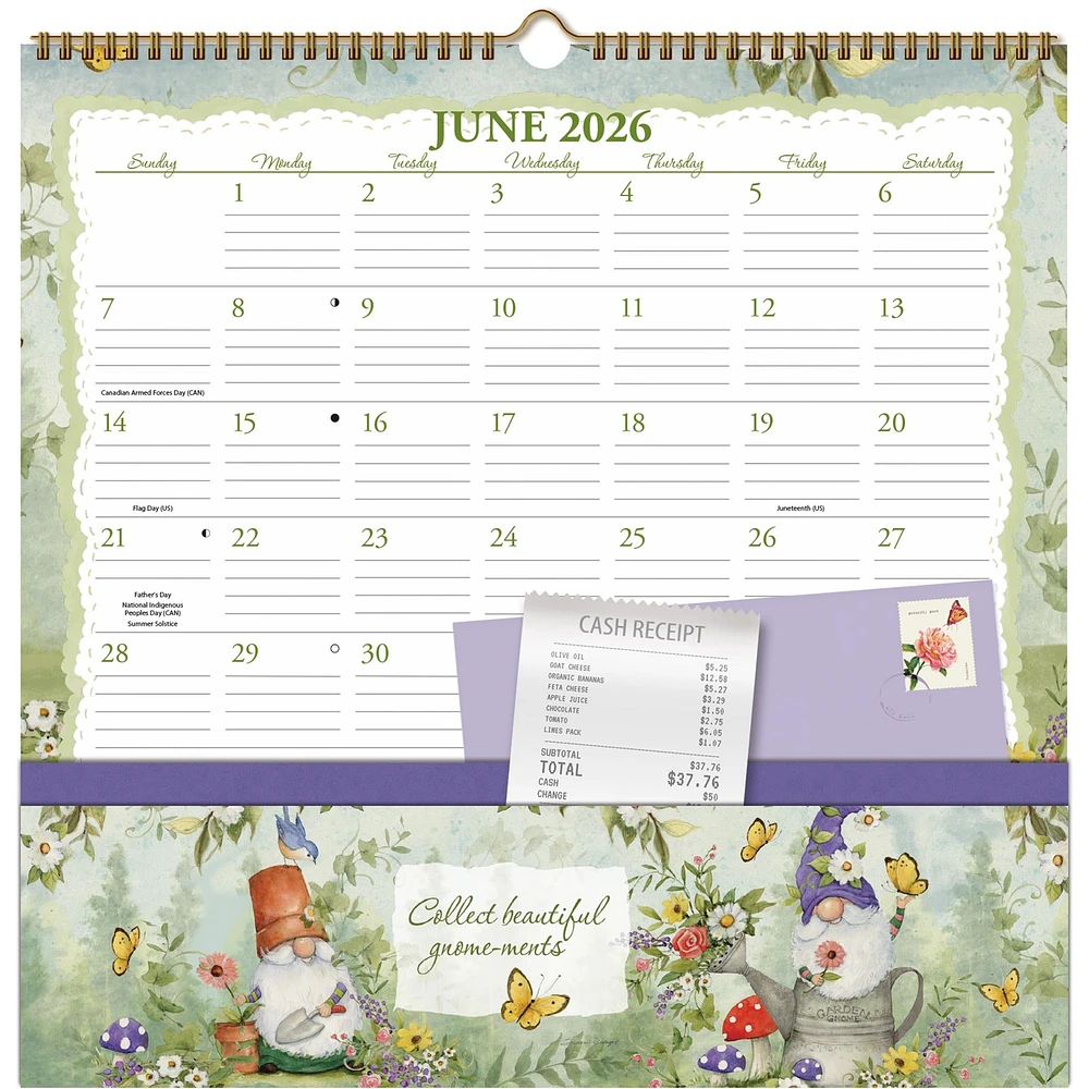 Gnomes Note Nook Wall 2026 Calendar