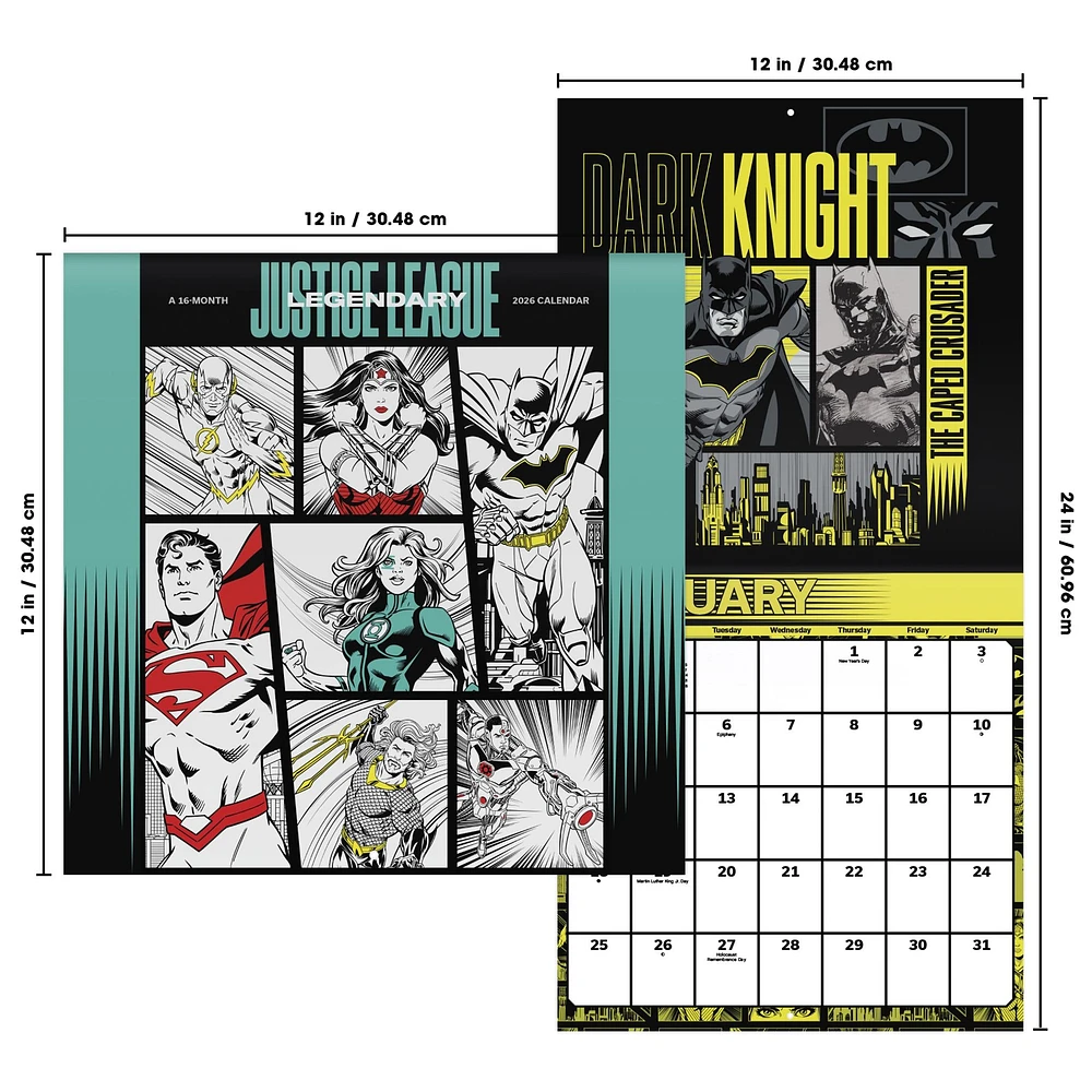 The Justice League Classic 2026 Wall Calendar