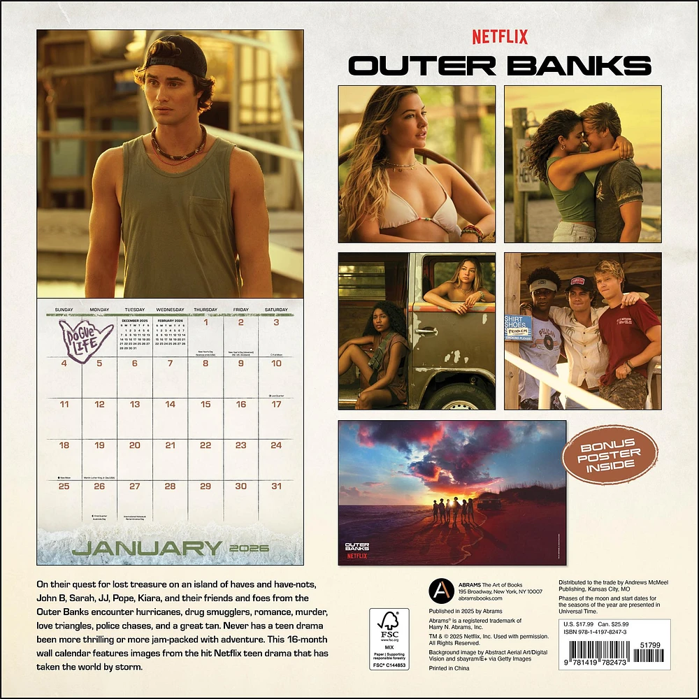 Outer Banks with Poster 2026 Deluxe Wall Calendar