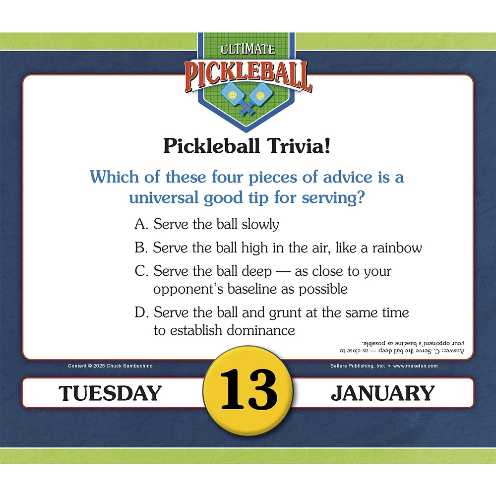 Ultimate Pickleball 2026 Box Calendar