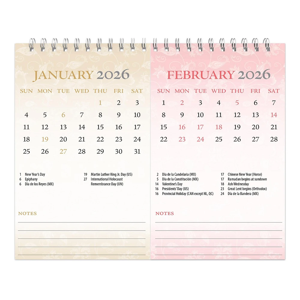 Patterned 2026 Double View Easel Calendar