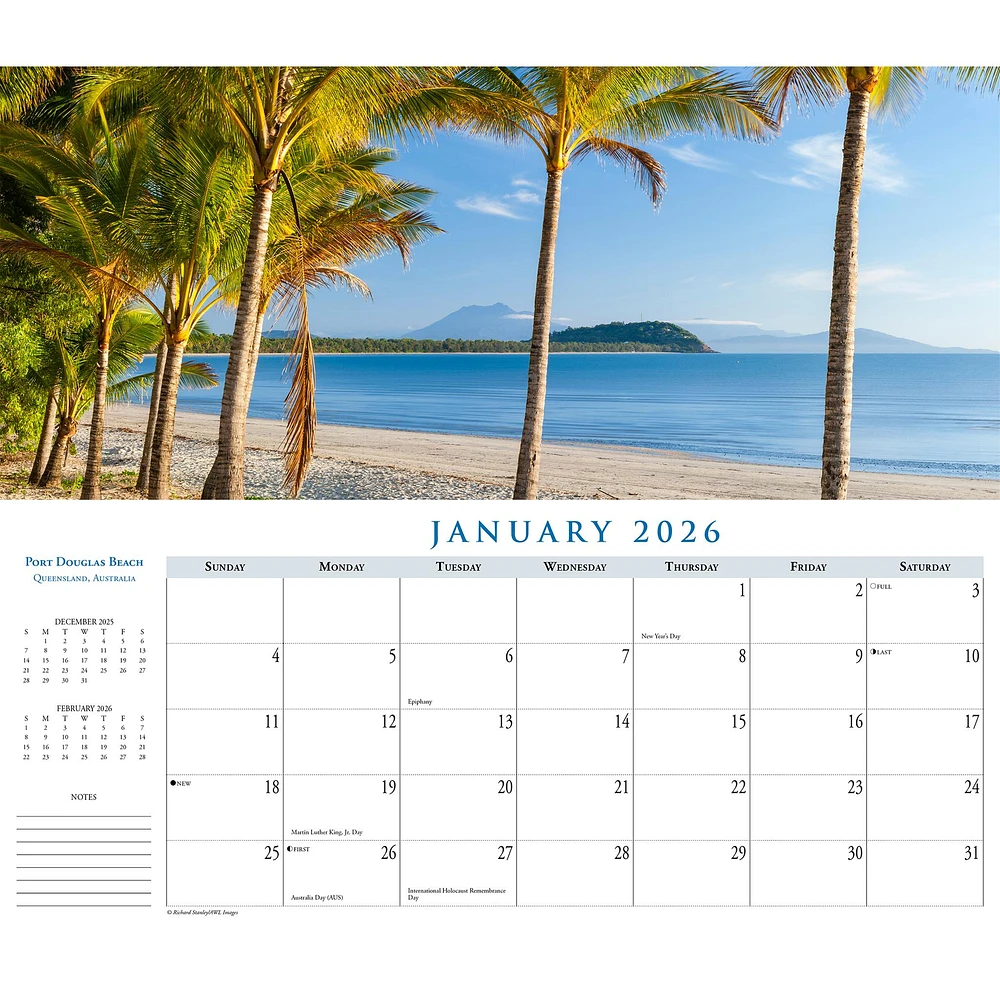 Beaches Panoramic 2026 Slim Calendar