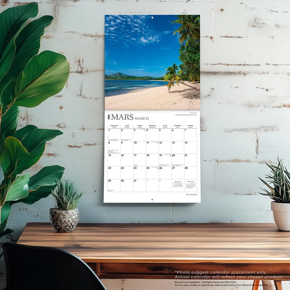 Iles Tropicales 2026 Wall Calendar (French)