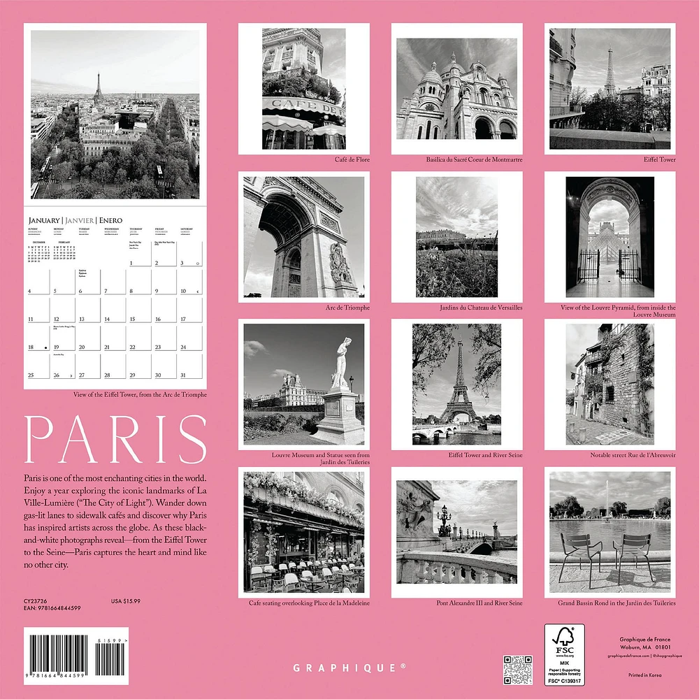 Paris 2026 Wall Calendar - Online Exclusive